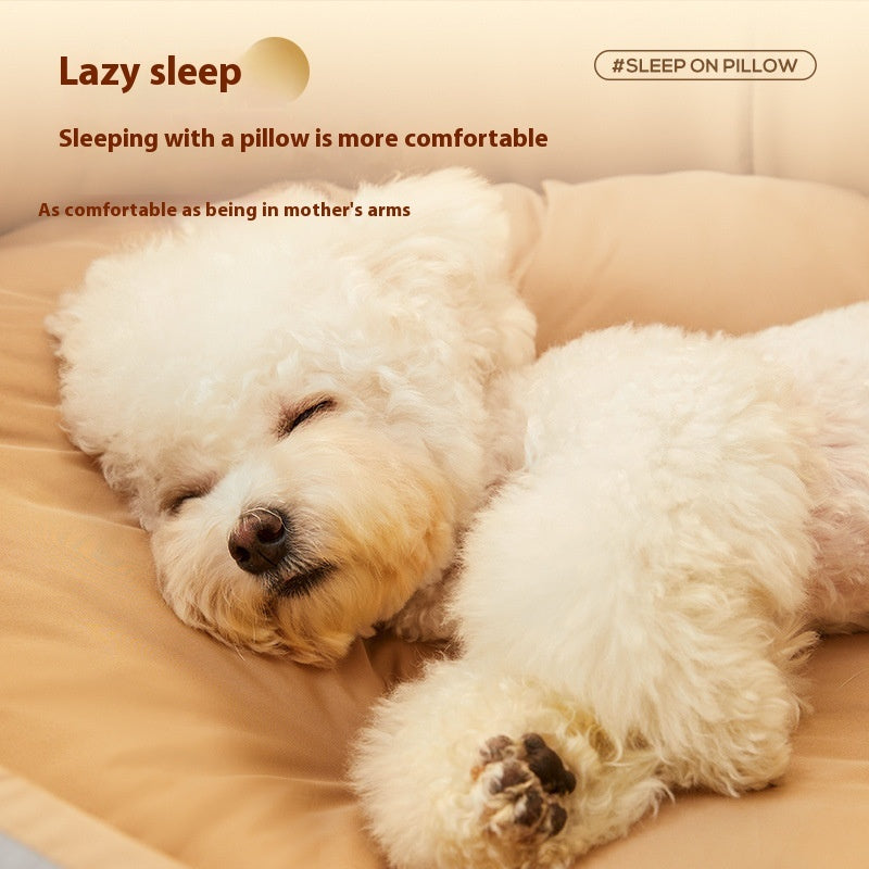 HKM-9234109 Universal Washable Windproof Nest for Pets - Four Seasons Design in Grayish Yellow, Brown, and Green