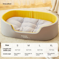 HKM-9234109 Universal Washable Windproof Nest for Pets - Four Seasons Design in Grayish Yellow, Brown, and Green