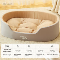HKM-9234109 Universal Washable Windproof Nest for Pets - Four Seasons Design in Grayish Yellow, Brown, and Green
