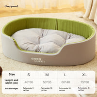 HKM-9234109 Universal Washable Windproof Nest for Pets - Four Seasons Design in Grayish Yellow, Brown, and Green
