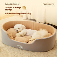 HKM-9234109 Universal Washable Windproof Nest for Pets - Four Seasons Design in Grayish Yellow, Brown, and Green