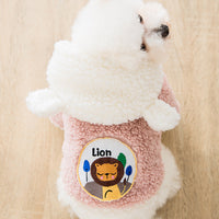 HKM-9234493 Warm Two-Legged Cotton Pet Clothes for Cats - Plus Velvet Cartoon Style in Brown Bear and Pink Lion