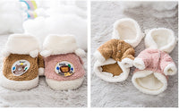 HKM-9234493 Warm Two-Legged Cotton Pet Clothes for Cats - Plus Velvet Cartoon Style in Brown Bear and Pink Lion
