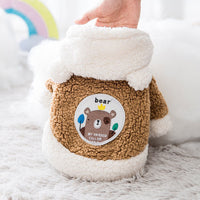 HKM-9234493 Warm Two-Legged Cotton Pet Clothes for Cats - Plus Velvet Cartoon Style in Brown Bear and Pink Lion