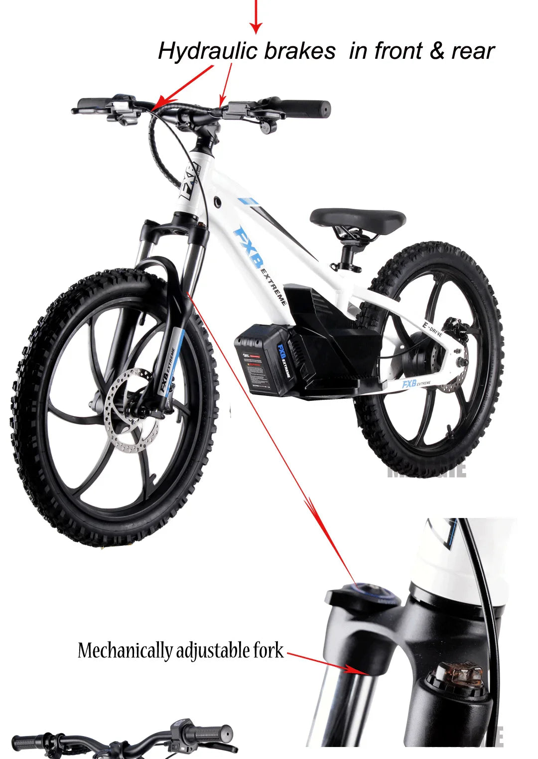 HKM-923475 20-Inch Electric Balance Bike with 600W Motor and 5.0Ah Lithium Battery for Kids, Aluminum Frame, Hydraulic Disc Brakes