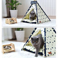HKM-9234877 Portable Washable Pet Tent - Dog Bed & Cat House with Unique Native American Design