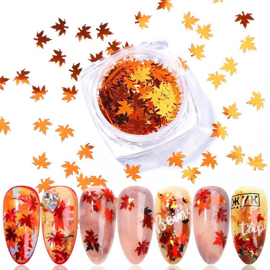 HKM-923539 Gradient Maple Leaf Nail Sequins for Nail Art and Craft Decoration