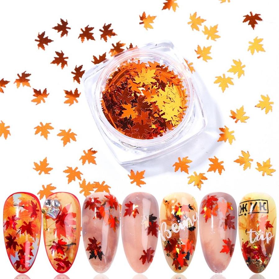 HKM-923539 Gradient Maple Leaf Nail Sequins for Nail Art and Craft Decoration