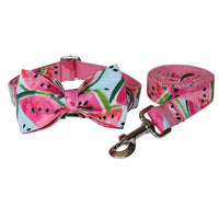 HKM-9235645 Flower Pattern Dog Collar and Leash Set - Adjustable Nylon, Lightweight and Washable