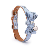 HKM-923603 Diagonal Striped Cat Collar in Blue, Black, Pink, and Apricot with Bell - Free Size, Polyester Material
