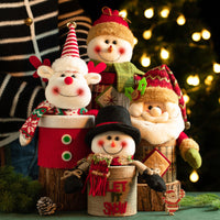 HKM-923667 Festive Christmas Eve Gift Box with Knitted Flannel Candy Holder - Oversized Cartoon Design