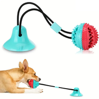 HKM-9237309 Interactive Teething Tug-of-War Dog Toy with Suction Cup - Durable TPR Chew Toy for Aggressive Chewers