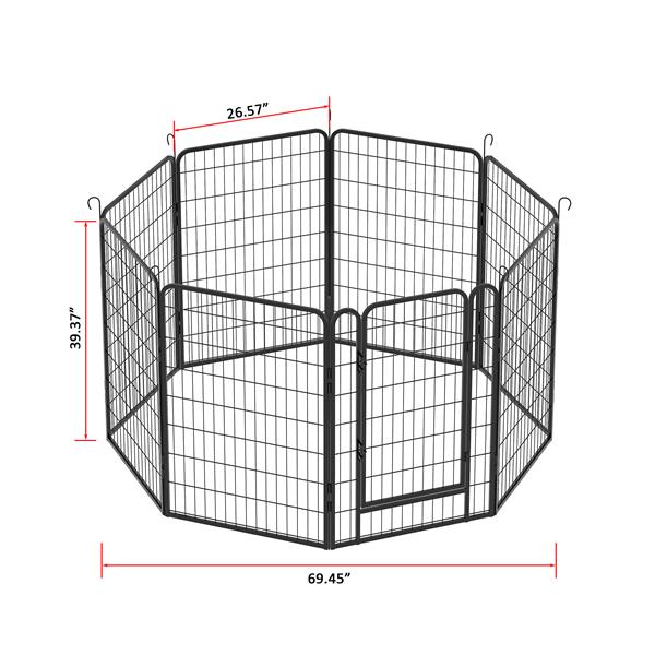 HKM-9237437 Heavy-Duty Metal Pet Wire Fence with Rust-Resistant Coating and Automatic Locking Mechanism, Ideal for Indoor and Outdoor Use