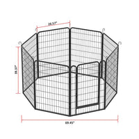 HKM-9237437 Heavy-Duty Metal Pet Wire Fence with Rust-Resistant Coating and Automatic Locking Mechanism, Ideal for Indoor and Outdoor Use