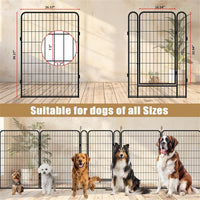 HKM-9237437 Heavy-Duty Metal Pet Wire Fence with Rust-Resistant Coating and Automatic Locking Mechanism, Ideal for Indoor and Outdoor Use