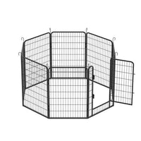 HKM-9237437 Heavy-Duty Metal Pet Wire Fence with Rust-Resistant Coating and Automatic Locking Mechanism, Ideal for Indoor and Outdoor Use
