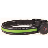 HKM-9237821 Luminous USB Charging Dog Collar - Adjustable Nylon Pet Accessory in Multiple Sizes