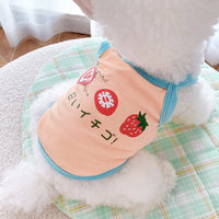 HKM-9238205 Summer Stretch Camisole for Dogs and Cats - Cotton Pet Clothing in Powder Blue and Purple Yellow