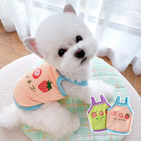 HKM-9238205 Summer Stretch Camisole for Dogs and Cats - Cotton Pet Clothing in Powder Blue and Purple Yellow
