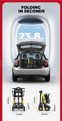 HKM-923923 Lightweight 250W Foldable 4-Wheel Electronic Mobility Scooter with 18KM Range and 8KM/H Speed for Unisex Adults