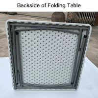 HKM-923923 Square HDPE Plastic Table for Outdoor Events, Weddings, Camping, and Picnics - 86CM