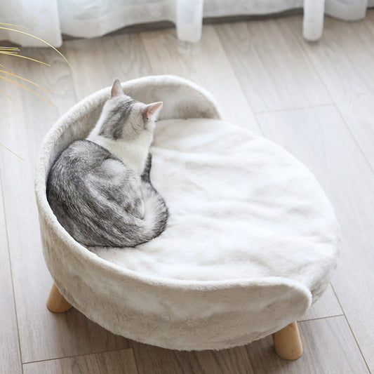 HKM-9239869 Comfortable Wooden Nest Pet Bed for Cats and Kittens - Small & Large Sizes Available