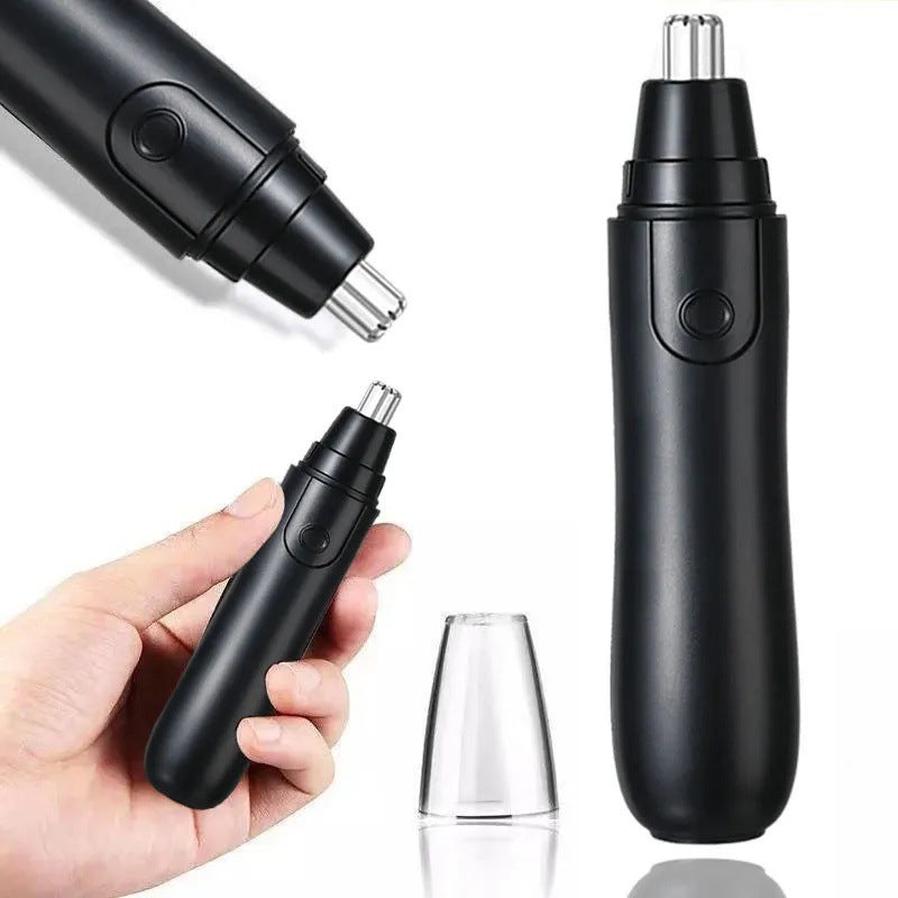 HKM-924115 Battery-Powered Black Nose Hair Trimmer with Removable Cutter Head for Easy Cleaning