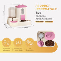 HKM-9241661 Automatic 2-in-1 Cat Food and Water Dispenser for Convenient Feeding