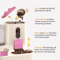 HKM-9241661 Automatic 2-in-1 Cat Food and Water Dispenser for Convenient Feeding