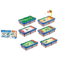 HKM-924307 Mini 6-in-1 Interactive Tabletop Game Set for Pool, Hockey, Basketball, and Golf, Ages 3+