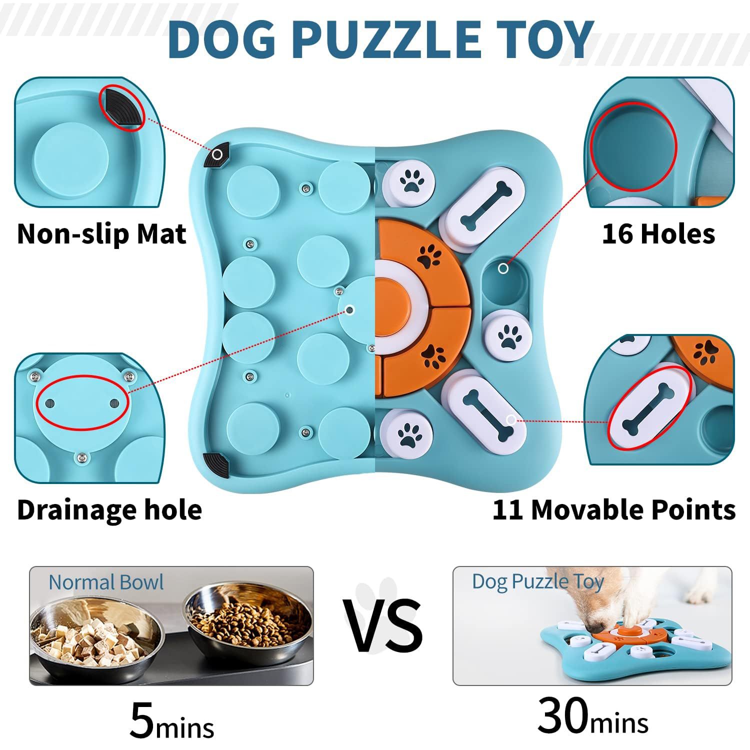 HKM-9243197 Light Blue Educational Pet Toy with Vocalization for Dogs