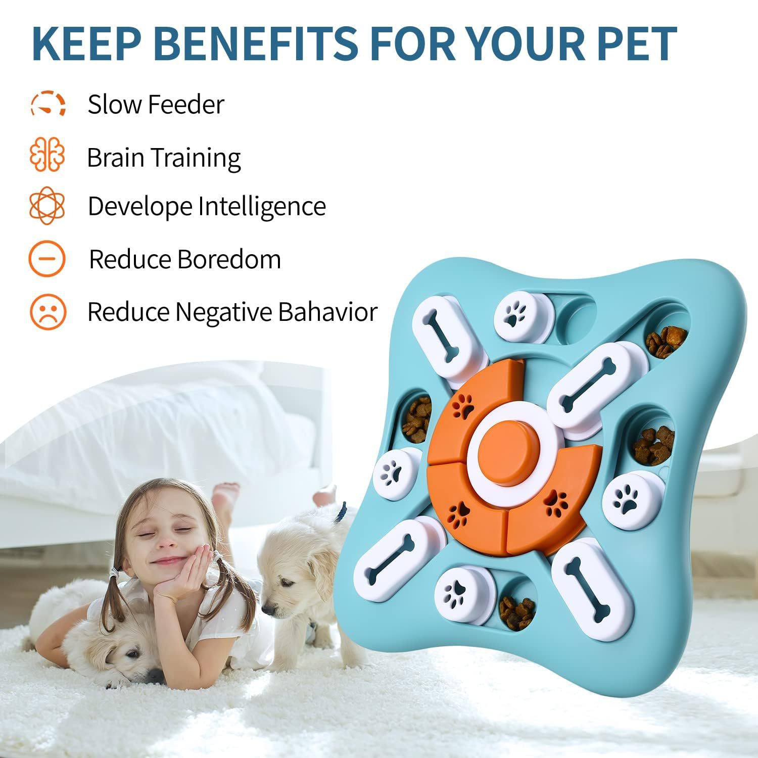 HKM-9243197 Light Blue Educational Pet Toy with Vocalization for Dogs