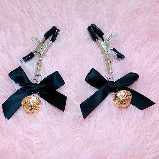 HKM-924371 Adjustable Bowknot Milk Clip - Beaded Breast Ornament in Rose Gold and Silver