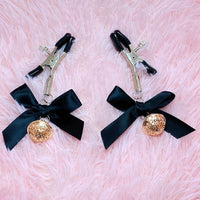 HKM-924371 Adjustable Bowknot Milk Clip - Beaded Breast Ornament in Rose Gold and Silver