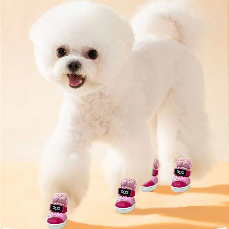HKM-924371 Waterproof Anti-Skid Dog Shoes for Winter - Warm Cotton Boots in Gradual Colors