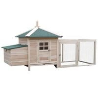 HKM-924371 Wooden Chicken Coop with Nesting Box, Ramps, and Removable Cleaning Tray, Natural Pine Wood Constructed