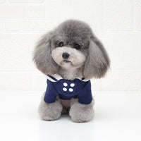 HKM-9243965 Sailor Style Cotton Outfit for Pets ¨C Casual Two-Legged Clothing in Various Sizes