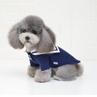HKM-9243965 Sailor Style Cotton Outfit for Pets ¨C Casual Two-Legged Clothing in Various Sizes