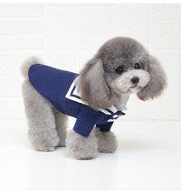 HKM-9243965 Sailor Style Cotton Outfit for Pets ¨C Casual Two-Legged Clothing in Various Sizes