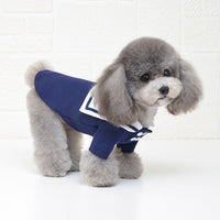HKM-9243965 Sailor Style Cotton Outfit for Pets ¨C Casual Two-Legged Clothing in Various Sizes
