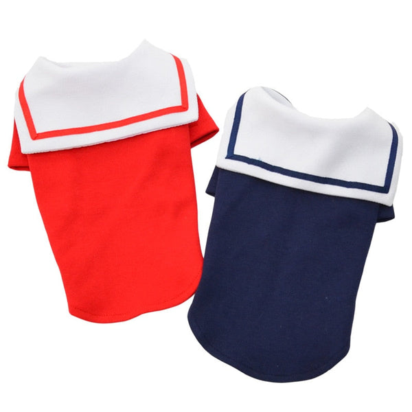 HKM-9243965 Sailor Style Cotton Outfit for Pets ¨C Casual Two-Legged Clothing in Various Sizes