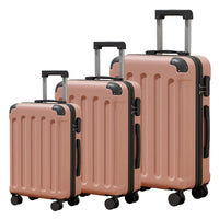 HKM-924435 Large Leather Travel Suitcase Set with Wheels - 4-Piece Luggage Collection for Easy Travel