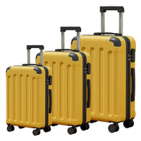 HKM-924435 Large Leather Travel Suitcase Set with Wheels - 4-Piece Luggage Collection for Easy Travel