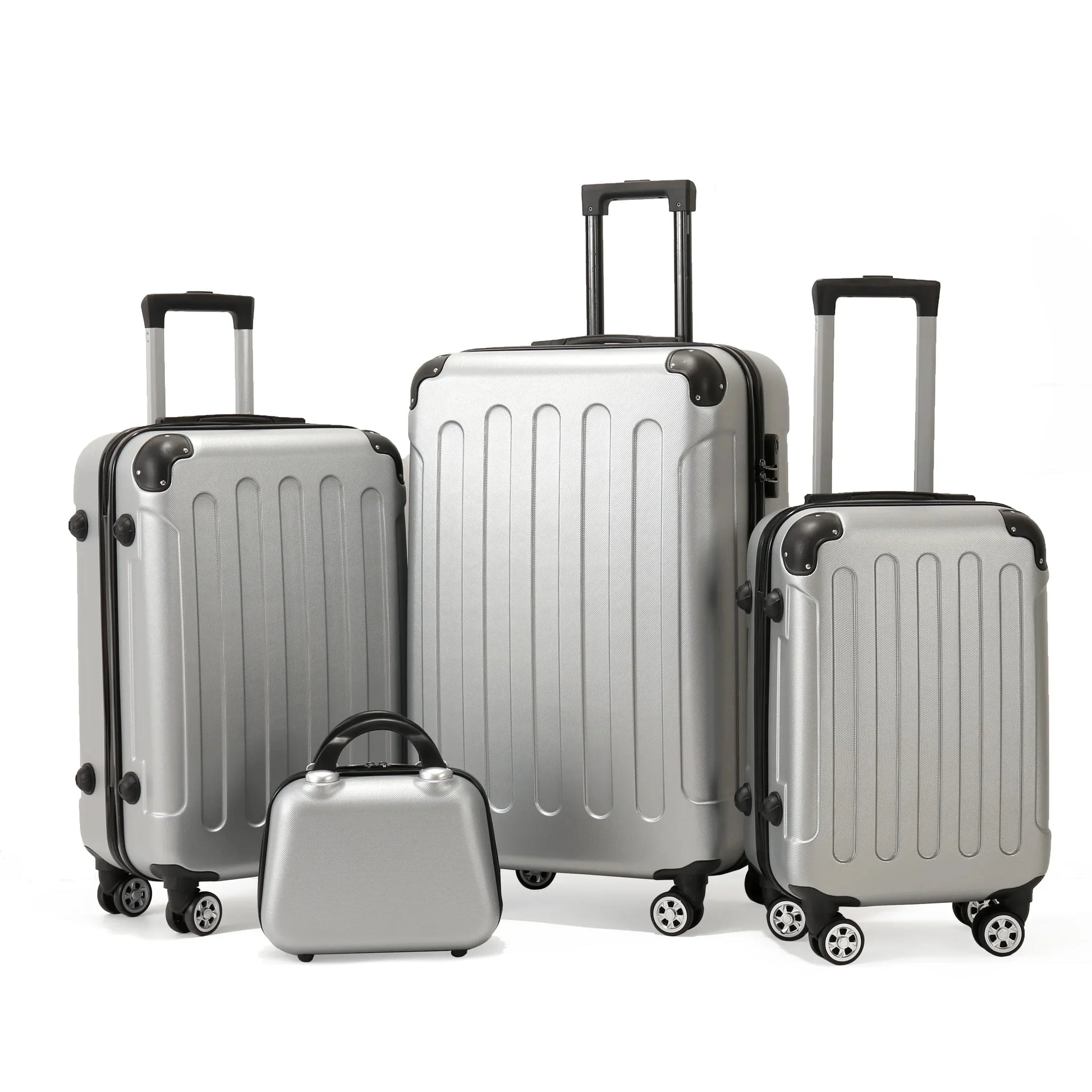 HKM-924435 Large Leather Travel Suitcase Set with Wheels - 4-Piece Luggage Collection for Easy Travel