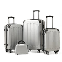 HKM-924435 Large Leather Travel Suitcase Set with Wheels - 4-Piece Luggage Collection for Easy Travel