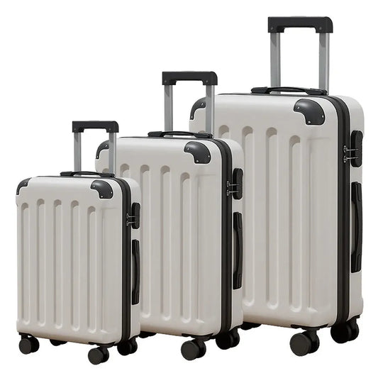 HKM-924435 Large Leather Travel Suitcase Set with Wheels - 4-Piece Luggage Collection for Easy Travel