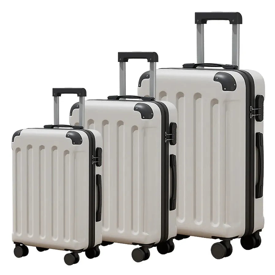HKM-924435 Large Leather Travel Suitcase Set with Wheels - 4-Piece Luggage Collection for Easy Travel