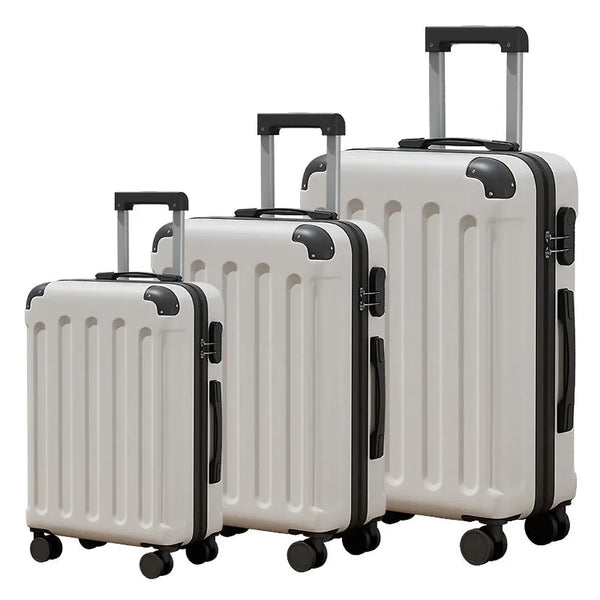 HKM-924435 Large Leather Travel Suitcase Set with Wheels - 4-Piece Luggage Collection for Easy Travel