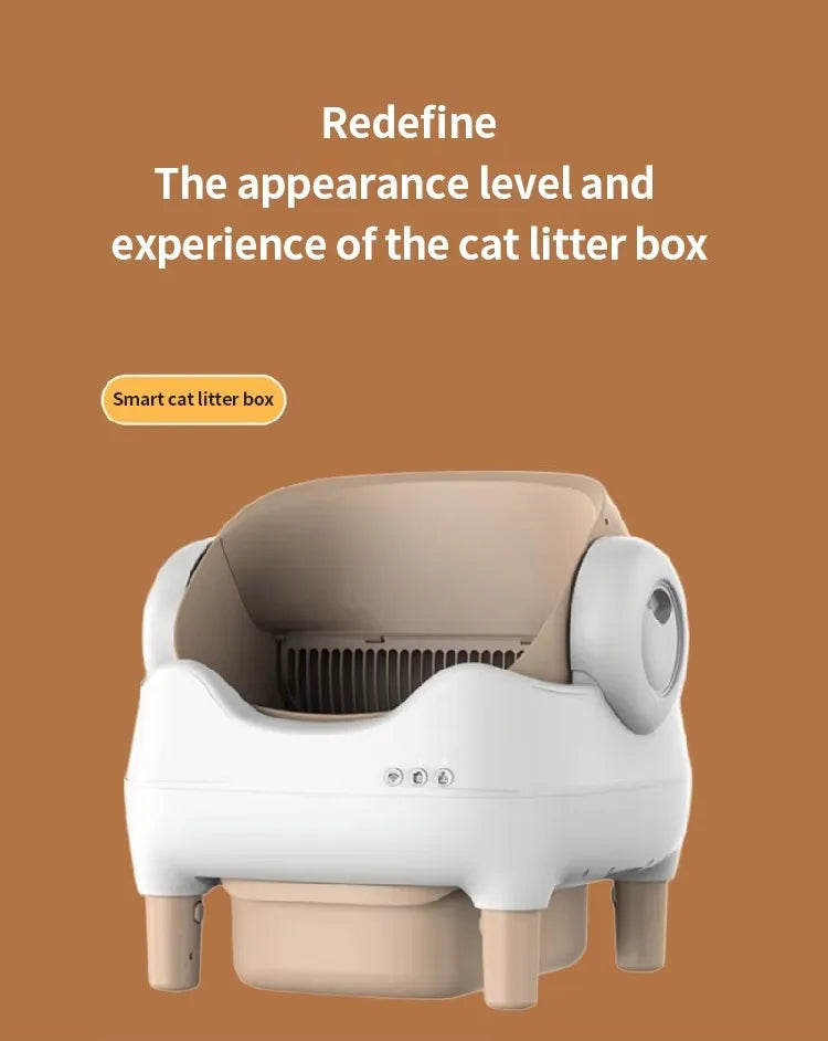 HKM-924499 Eco-Friendly Fully Automatic Smart Cat Litter Box with Electric Poop Scooper - 65L Space, Quadrate Design