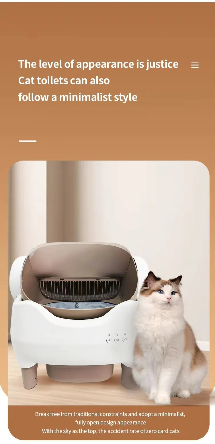 HKM-924499 Eco-Friendly Fully Automatic Smart Cat Litter Box with Electric Poop Scooper - 65L Space, Quadrate Design